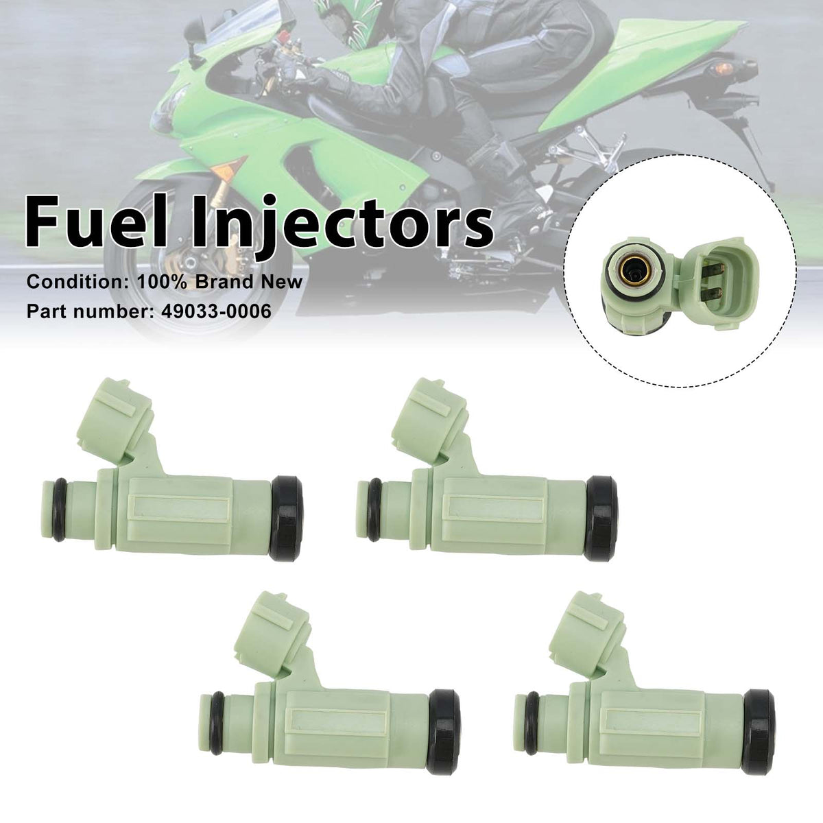 2006 Kawasaki NINJA ZX-6RR (ZX600N6F) 4PC Fuel Injectors 49033-0006 Generic