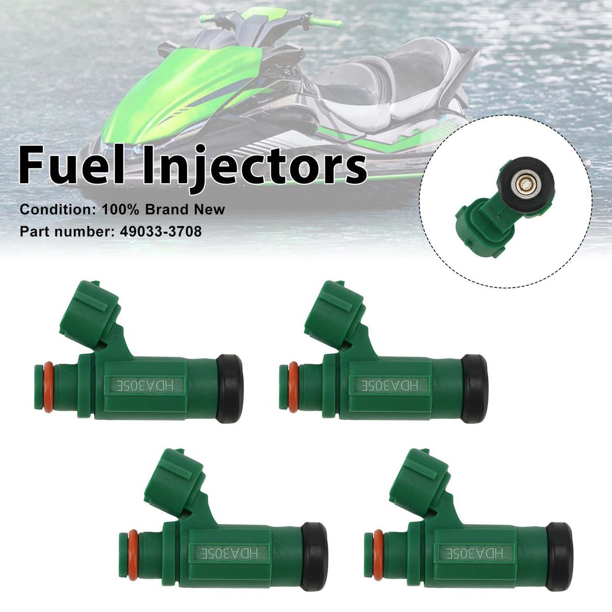2009 Kawasaki JET SKI ULTRA 260X (JT1500E9F) 4PC Fuel Injectors 49033-3708 Generic