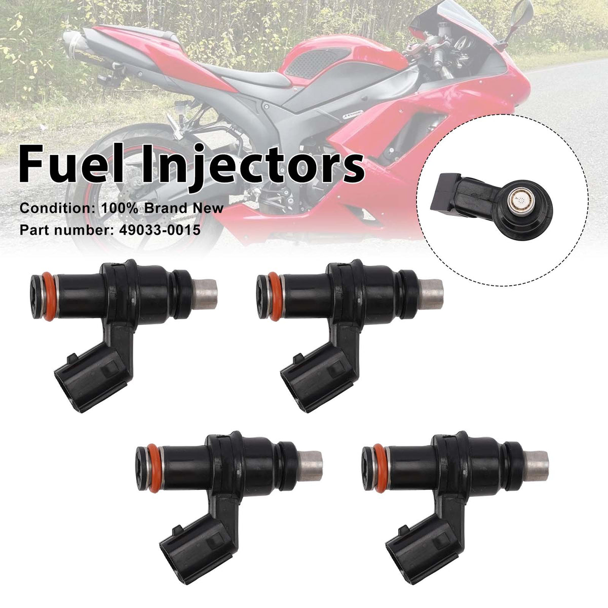 2012 Kawasaki NINJA ZX-6R (ZX600RCF) 4PC Fuel Injectors 49033-0015 Generic