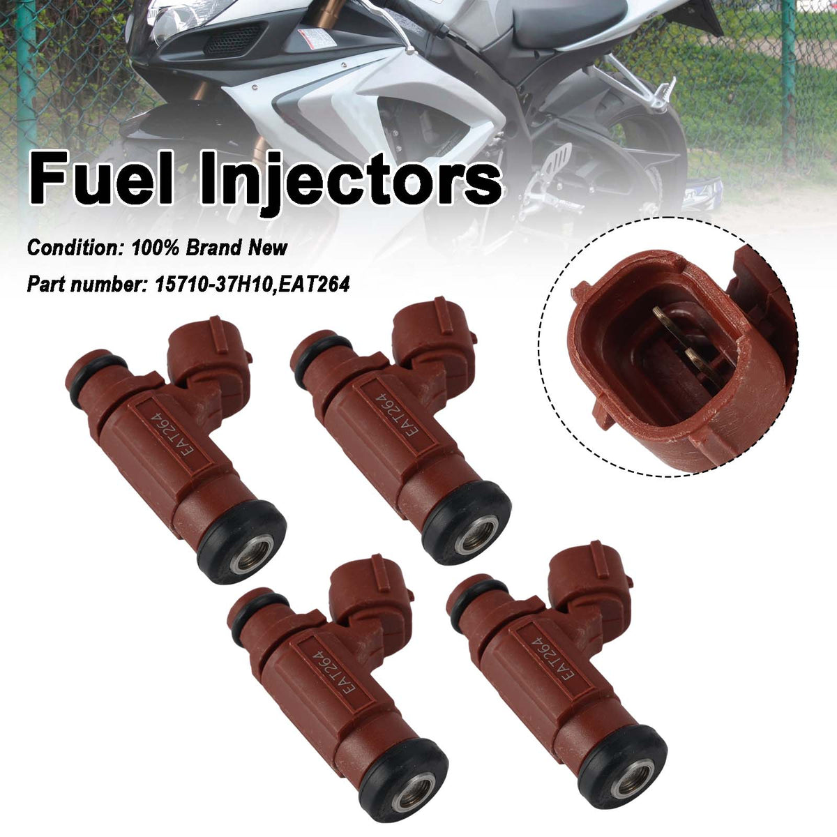 2008-2009 Suzuki GSX-R600 4PC Fuel Injectors 15710-37H10 EAT264 Generic