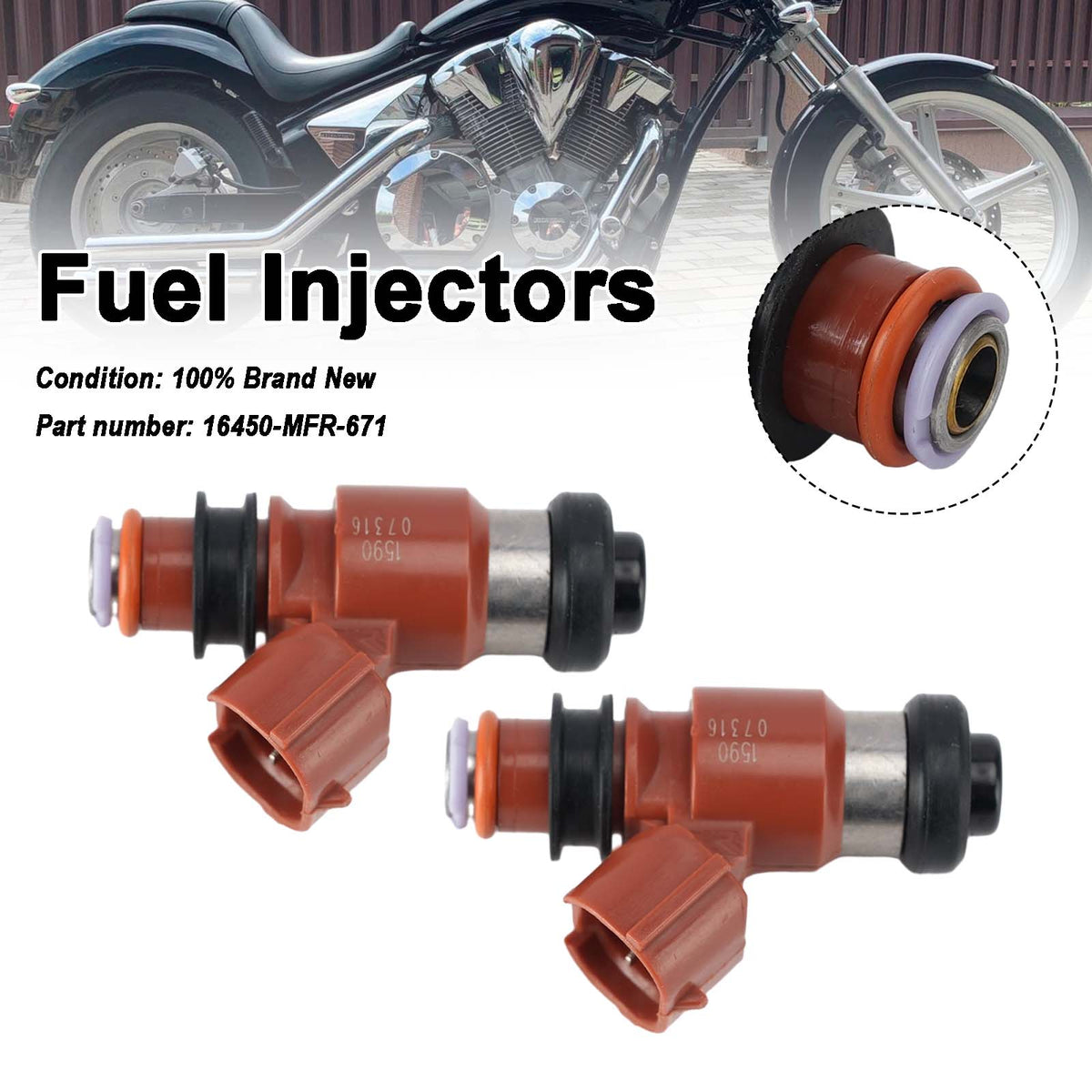 2010-2025 Honda VT1300 2PC Fuel Injectors 16450-MFR-671 Generic