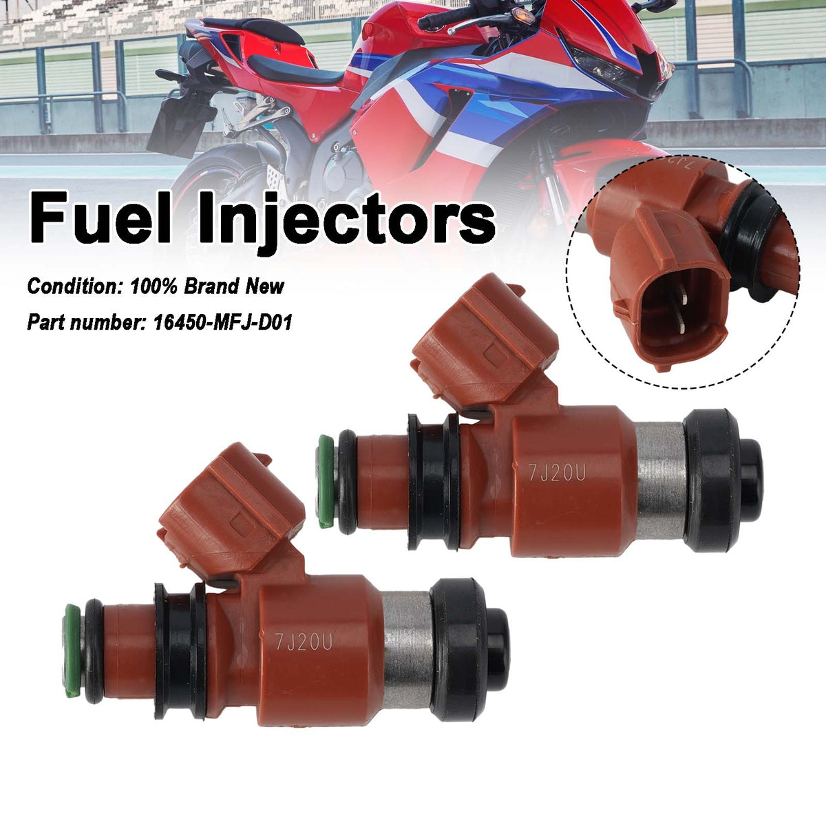 2013-2018 Honda CB500X 2PC Fuel Injectors 16450-MFJ-D01 Generic