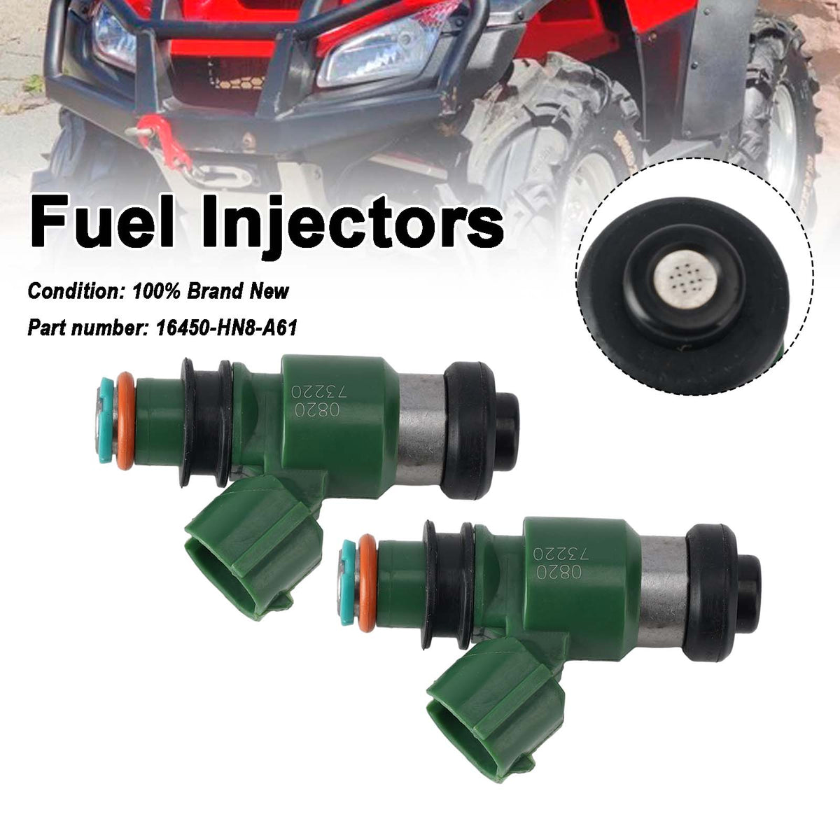 2009-2012 Honda Big Red 700 2PC Fuel Injectors 16450-HN8-A61 Generic