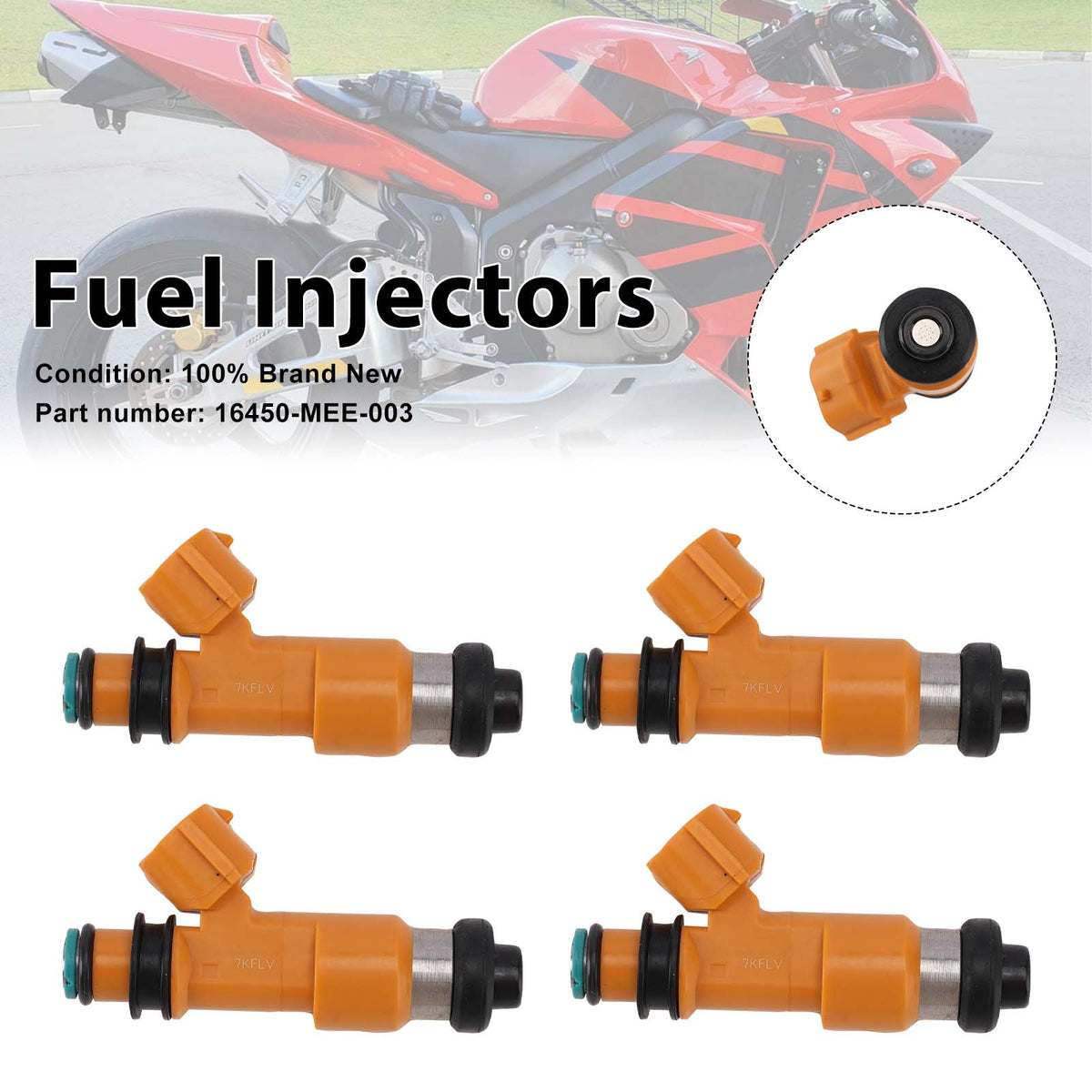 2003-2004 Honda CBR600RR 4PC Fuel Injectors 16450-MEE-003 Generic