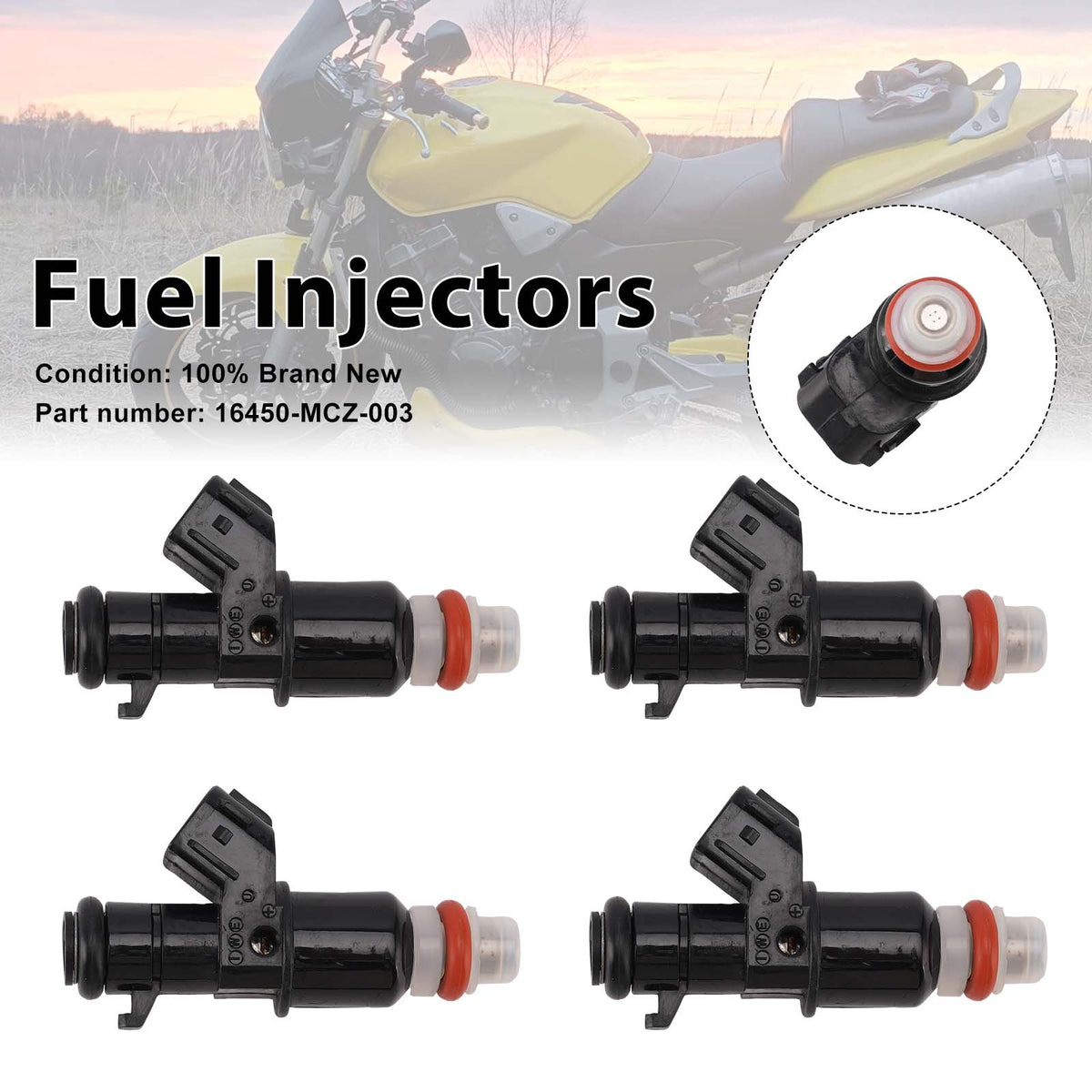 2004 Honda CB900F A - 919 4PC Fuel Injectors 16450-MCZ-003 Generic
