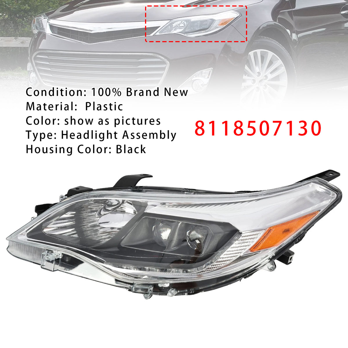 Left Xenon/HID Head Light 8118507130 For Toyota Avalon 2013-2015