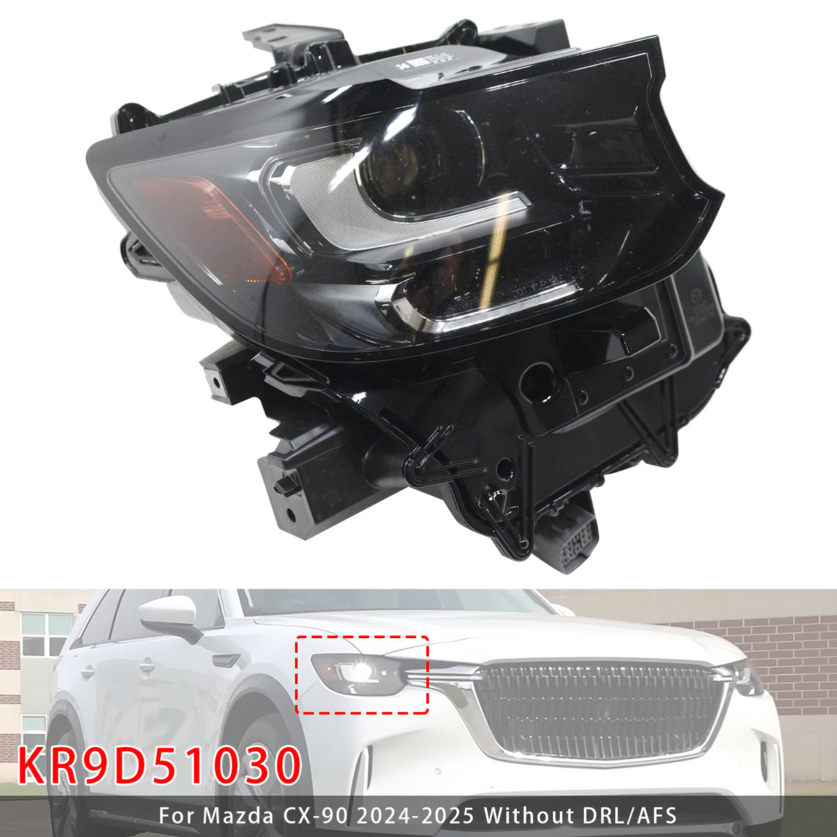 Right LED Head Light Without DRL/AFS For Mazda CX-90 2024-2025 KR9D51030