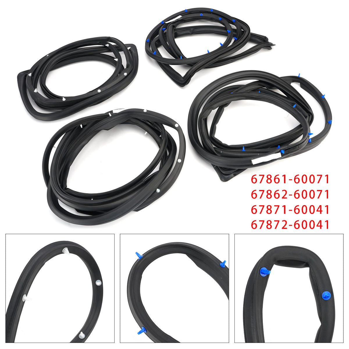 4Pcs Door Weatherstrip For Toyota Land Cruiser Fj80 Fzj80 Hzj81 Hdj80 1990-1998