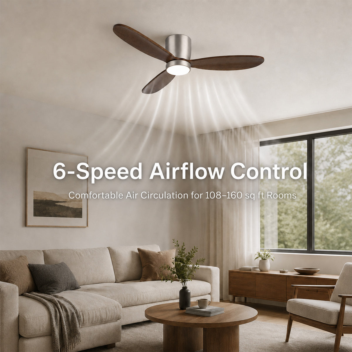52" Flush Mount Ceiling Fan with Light