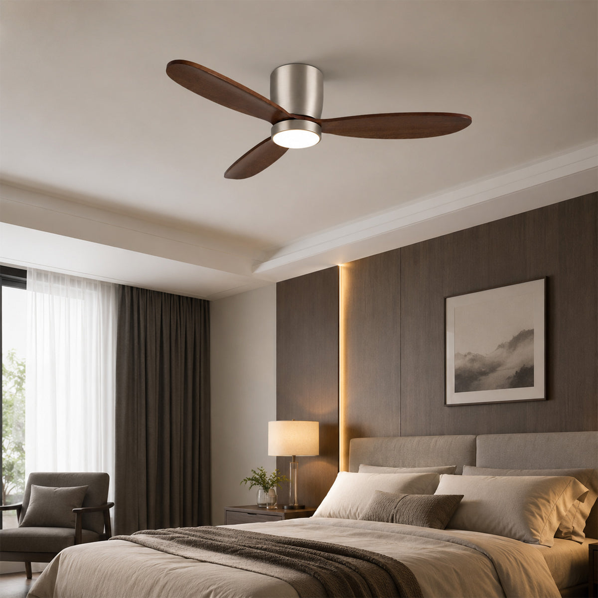 52" Flush Mount Ceiling Fan with Light
