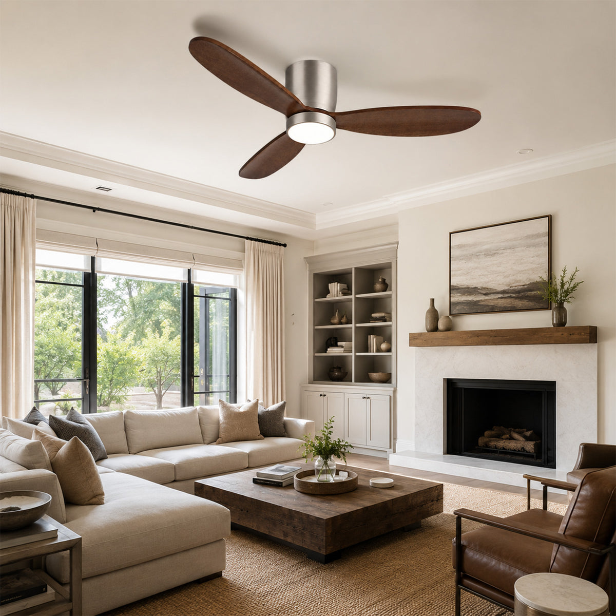 52" Flush Mount Ceiling Fan with Light