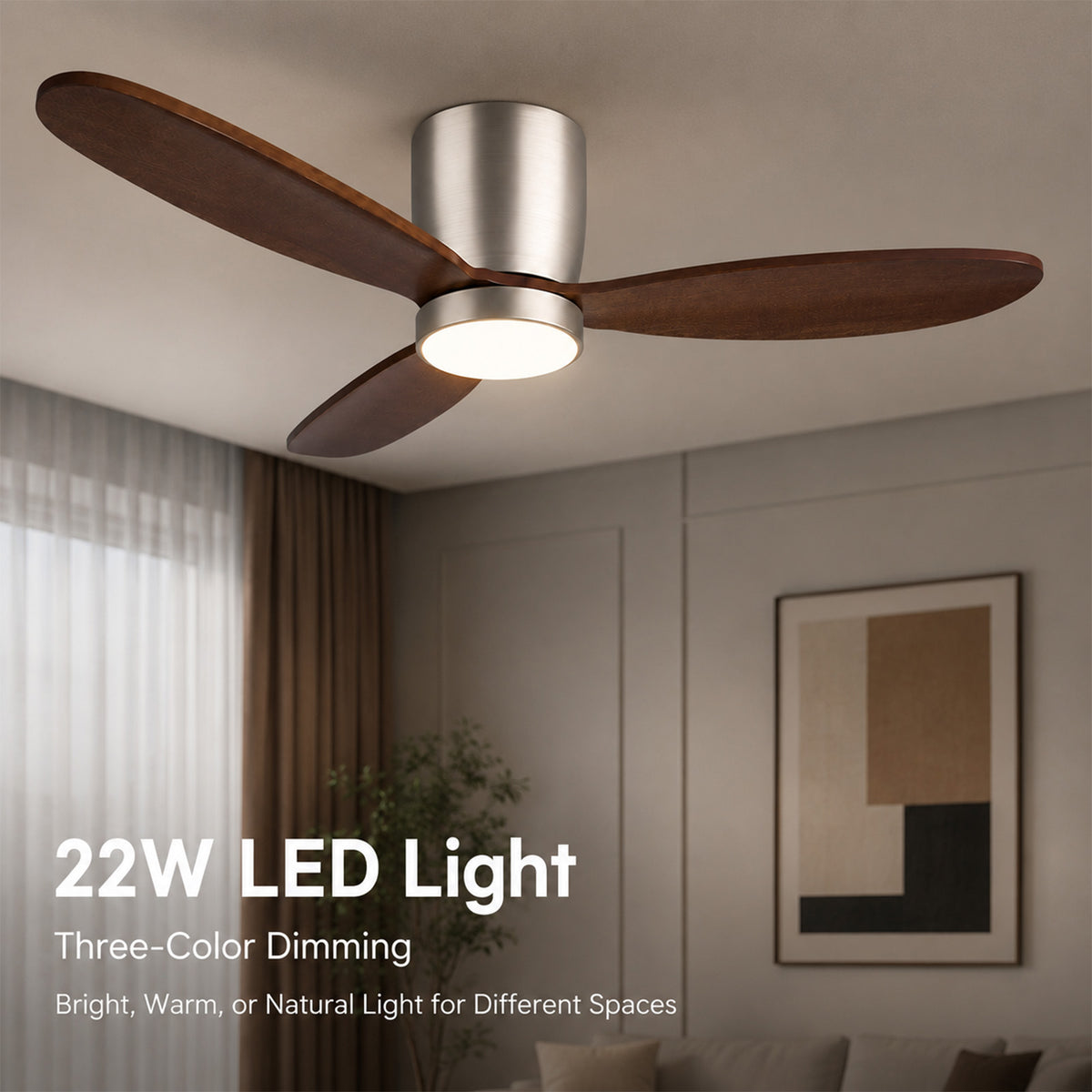52" Flush Mount Ceiling Fan with Light