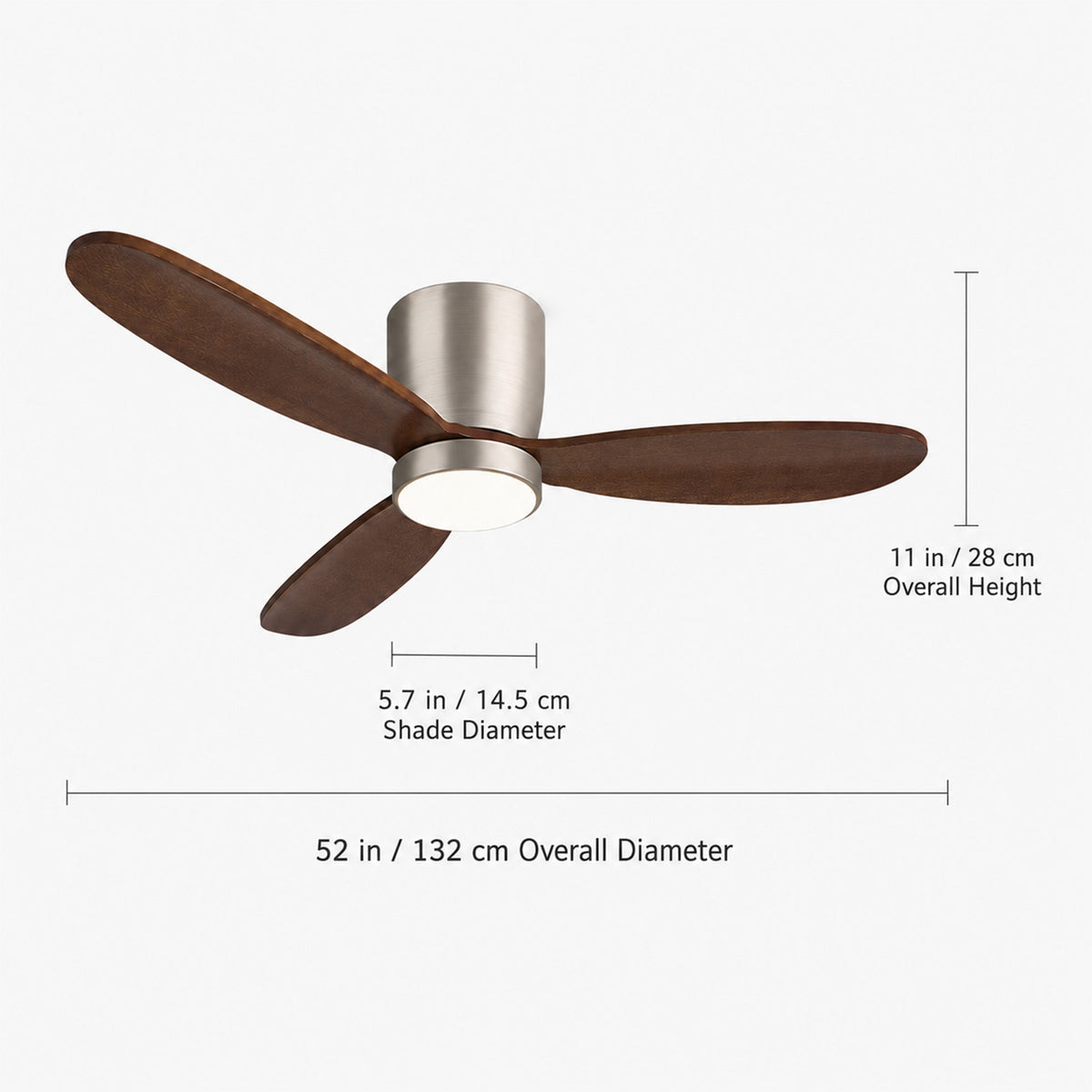 52" Flush Mount Ceiling Fan with Light