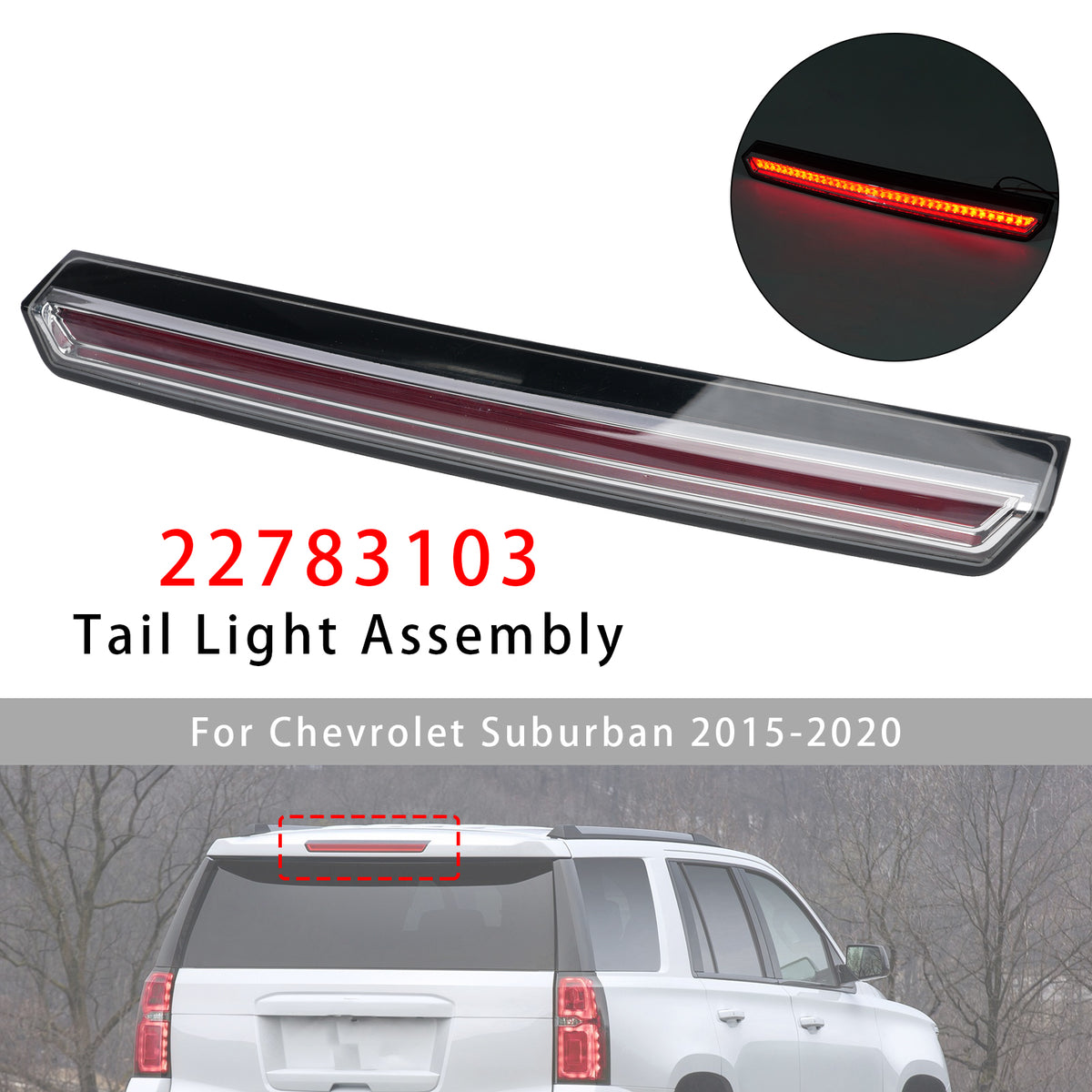2016-2019 Chevrolet Suburban 3500HD LED Third Brake Light 22783103 22803028 Generic