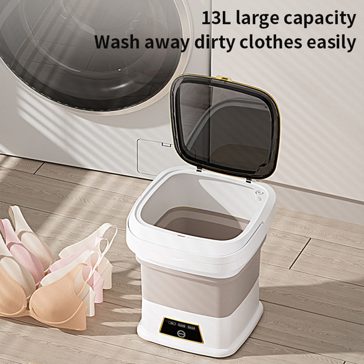 13L Portable Washing Machine Mini Washer Foldable Washer For Underwear Family