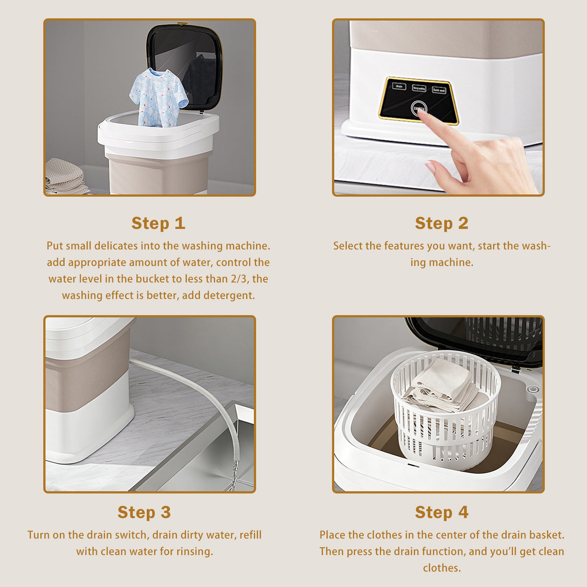 13L Portable Washing Machine Mini Washer Foldable Washer For Underwear Family
