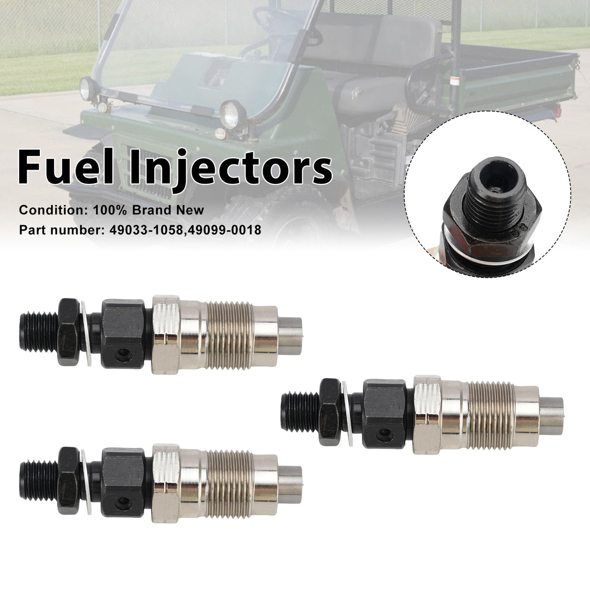 2000-2008 Kawasaki Mule 2510 DM950 DM850 3PC Fuel Injectors 49033-1058 49099-0018 Generic
