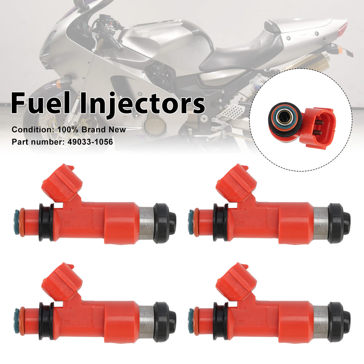 2003 Kawasaki NINJA ZX-12R (ZX1200-B2) 4PC Fuel Injectors 49033-1056 Generic