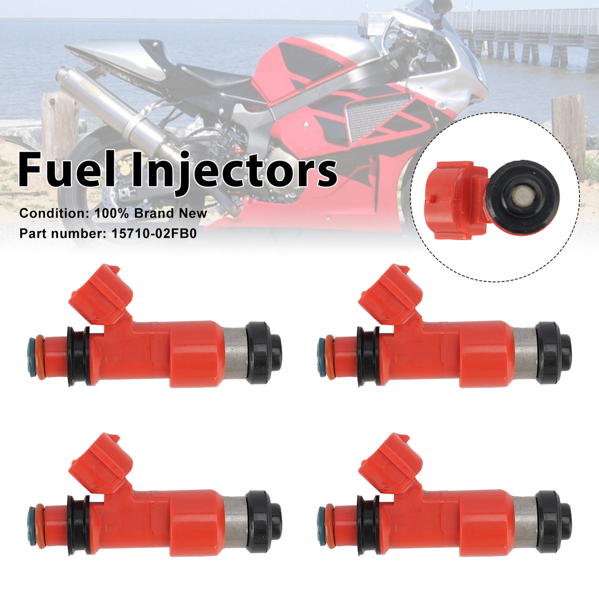 1998 Suzuki TL1000R 4PC Fuel Injectors 15710-02FB0 Generic