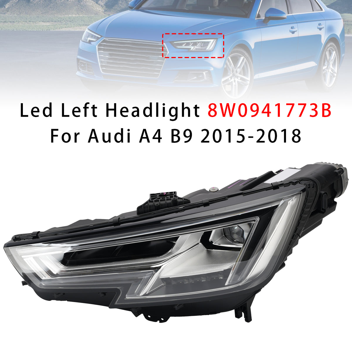 LED Left Headlight 8W0941773B For Audi A4 B9 2015-2018
