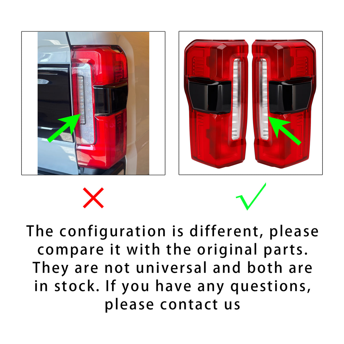 2023-2026 F-250 F-350 F-450 Super Duty With Blind Spot Information System Without Blind Spot Module Left LED Tail Light With Blind Spot PC3Z-13405-C PC3B-13B505-C C146-A300-A Generic