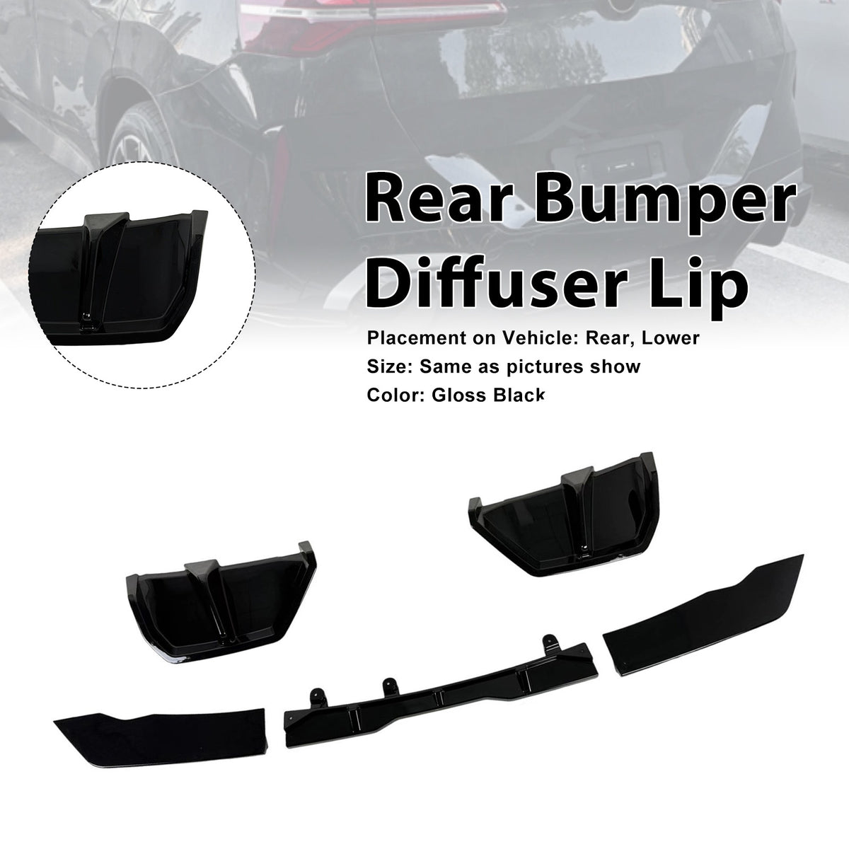 Gloss Black Rear Bumper Diffuser Lip Fit BMW X3 G45 M-Sport 2025+