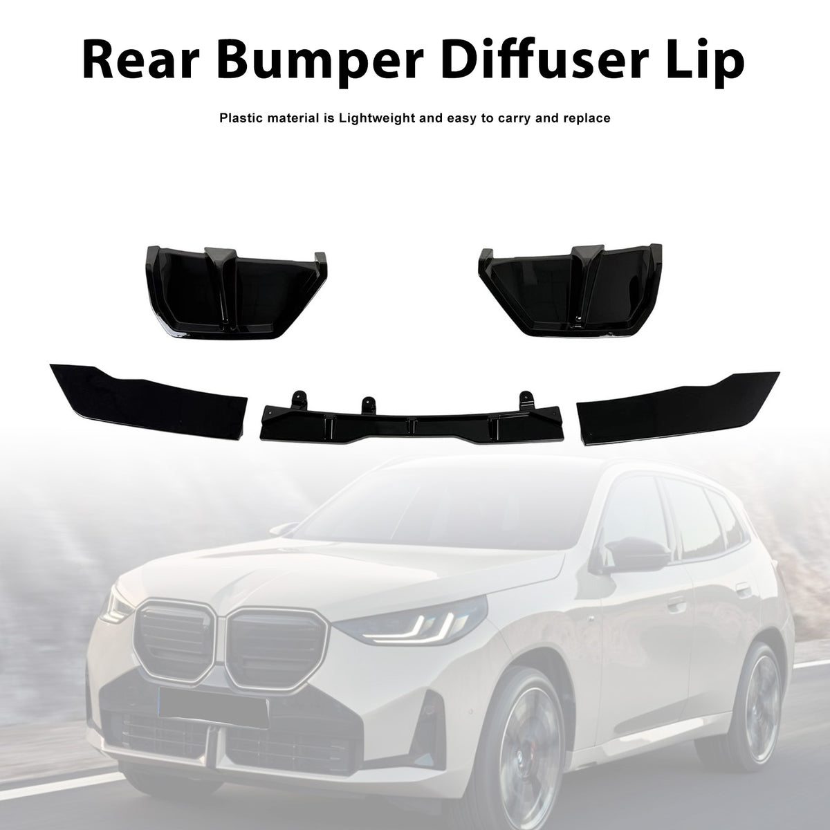 Gloss Black Rear Bumper Diffuser Lip Fit BMW X3 G45 M-Sport 2025+