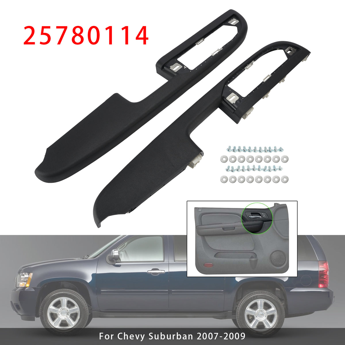 2Pcs Front Door Panel Armrest Repair For Silverado Suburban Tahoe 2007-2009
