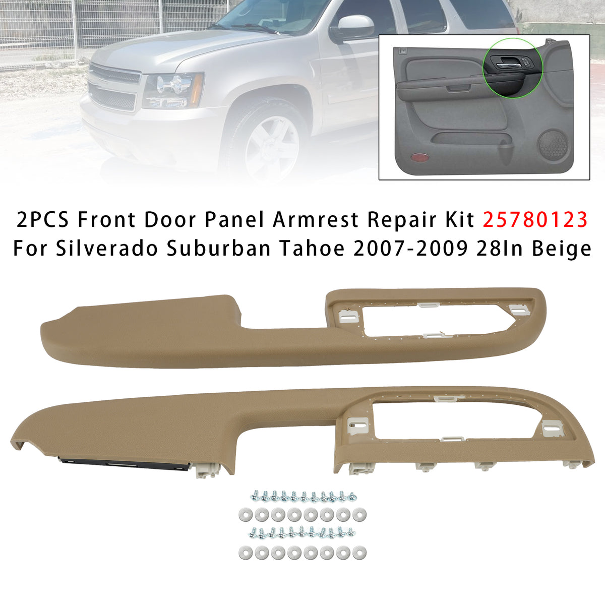 2Pcs Front Door Panel Armrest Repair Kit  For Silverado Suburban Tahoe 2007-2009