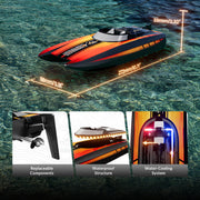 2.4Ghz Mini Remote Control Boat For Water Pool Lake Water Toy 2 Batteries Orange