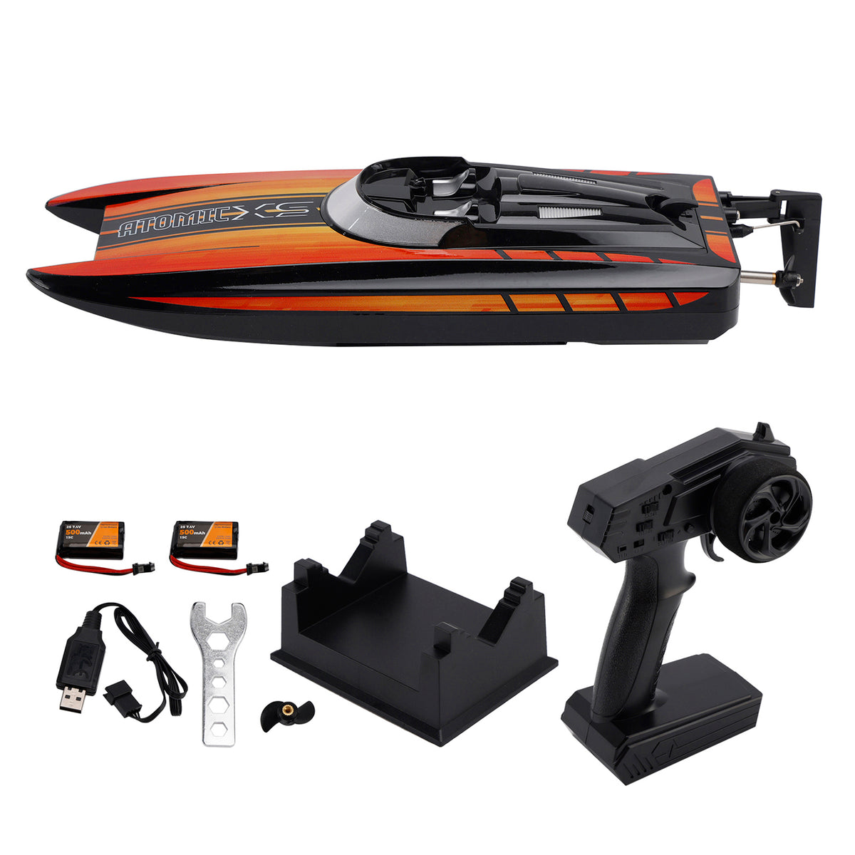 2.4Ghz Mini Remote Control Boat For Water Pool Lake Water Toy 2 Batteries Orange