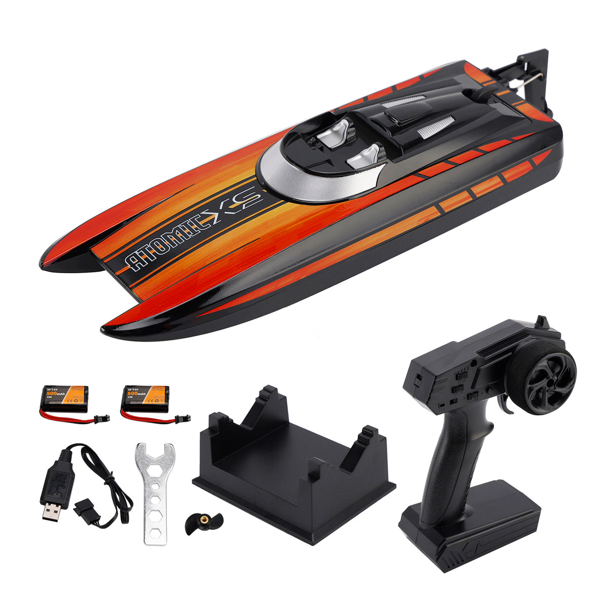 2.4Ghz Mini Remote Control Boat For Water Pool Lake Water Toy 2 Batteries Orange