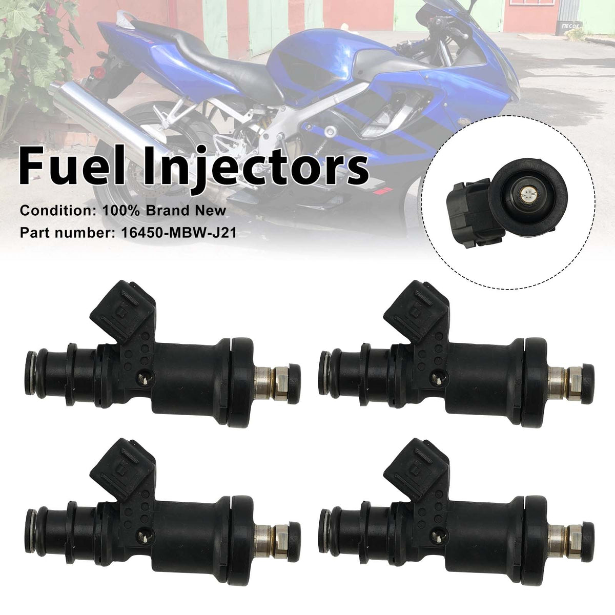2002 Honda CBR600F4 AC - CBR600F4I 4PC Fuel Injectors 16450-MBW-J21 Generic