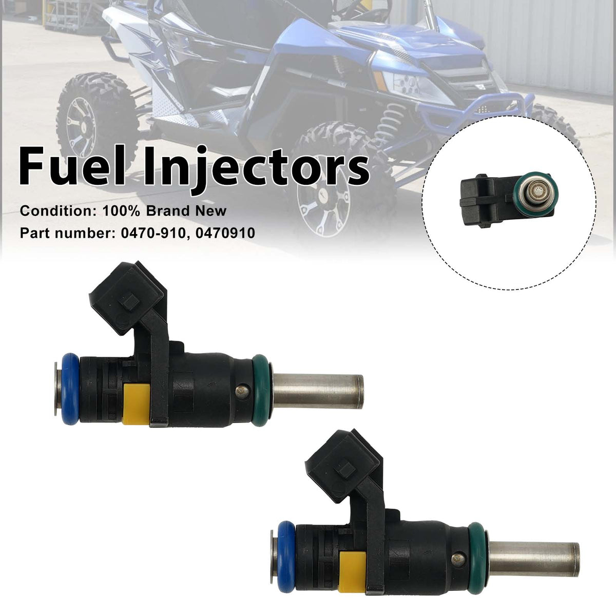 2014 Arctic Cat Side by Side WILDCAT INTERNATIONAL GREEN - U2014W3W1POSX 2PC Fuel Injectors 0470-910 0470910 Generic