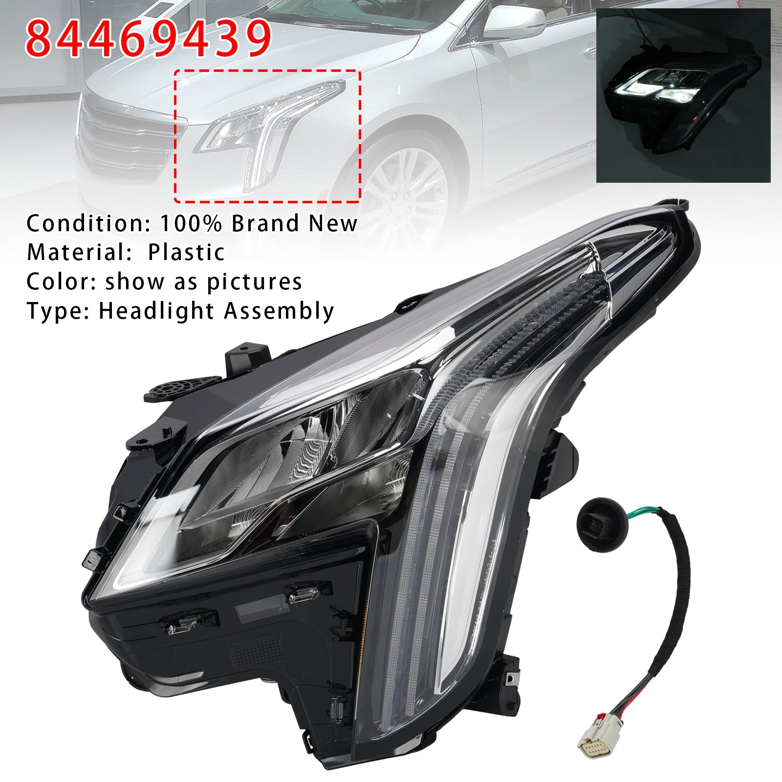 Left LED Headlight 84469439 For Cadillac XTS 2018-2019