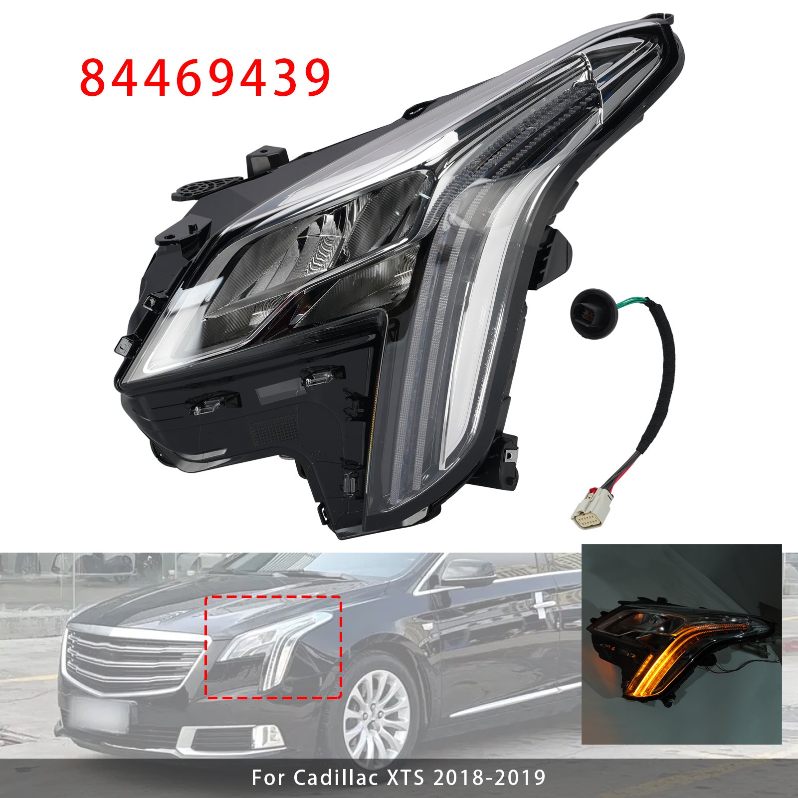 Left LED Headlight 84469439 For Cadillac XTS 2018-2019