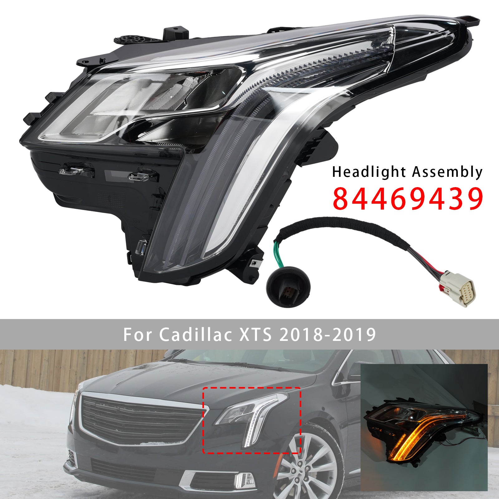 Left LED Headlight 84469439 For Cadillac XTS 2018-2019