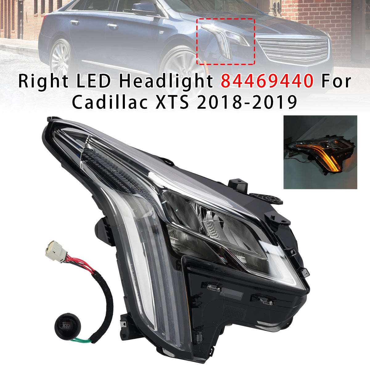 Right LED Headlight 84469440 For Cadillac XTS 2018-2019