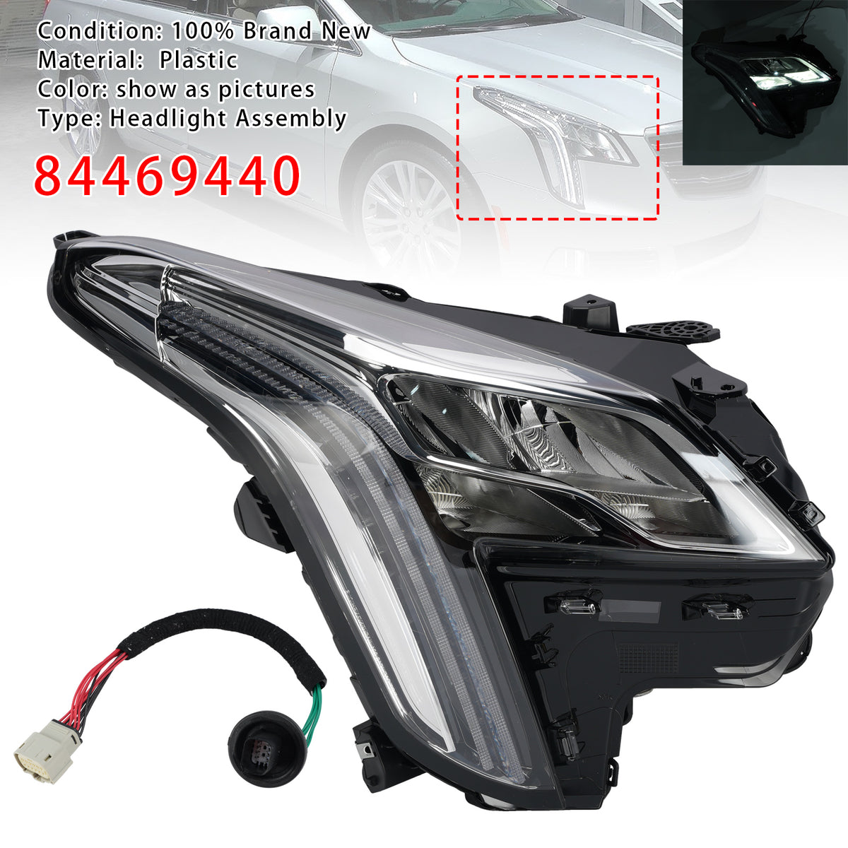 Right LED Headlight 84469440 For Cadillac XTS 2018-2019