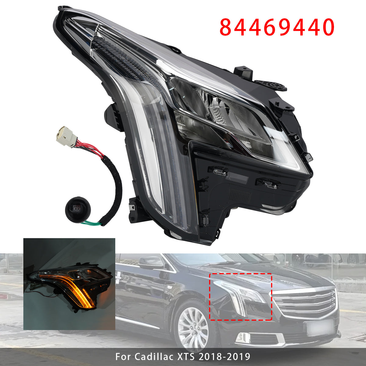 Right LED Headlight 84469440 For Cadillac XTS 2018-2019