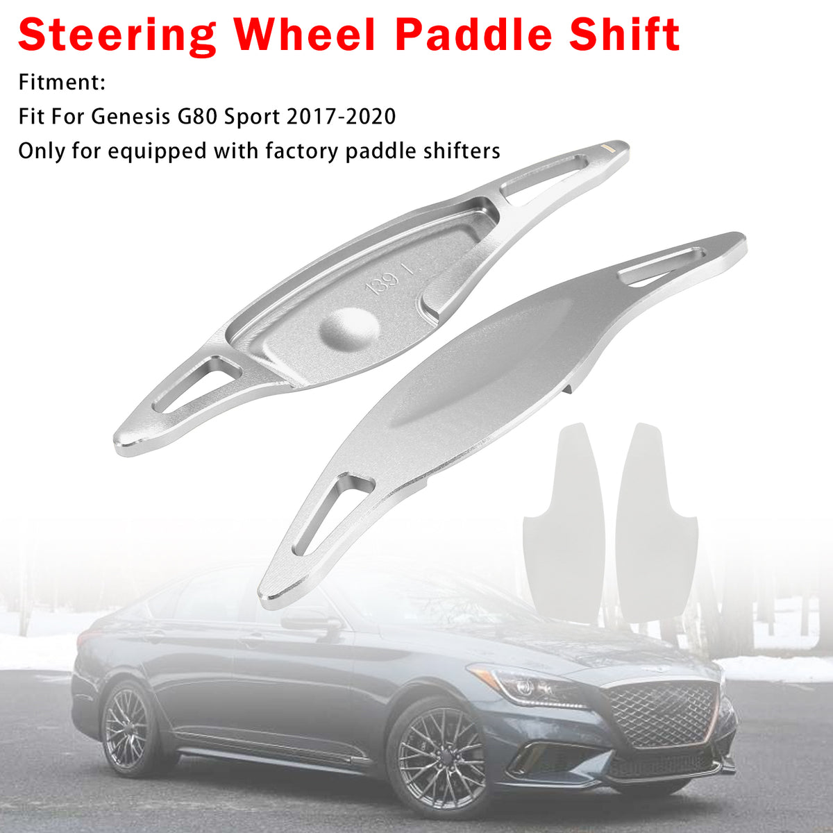 Steering Wheel Paddle Shifter For Genesis G80 Sport 17-20 Aluminium Silver