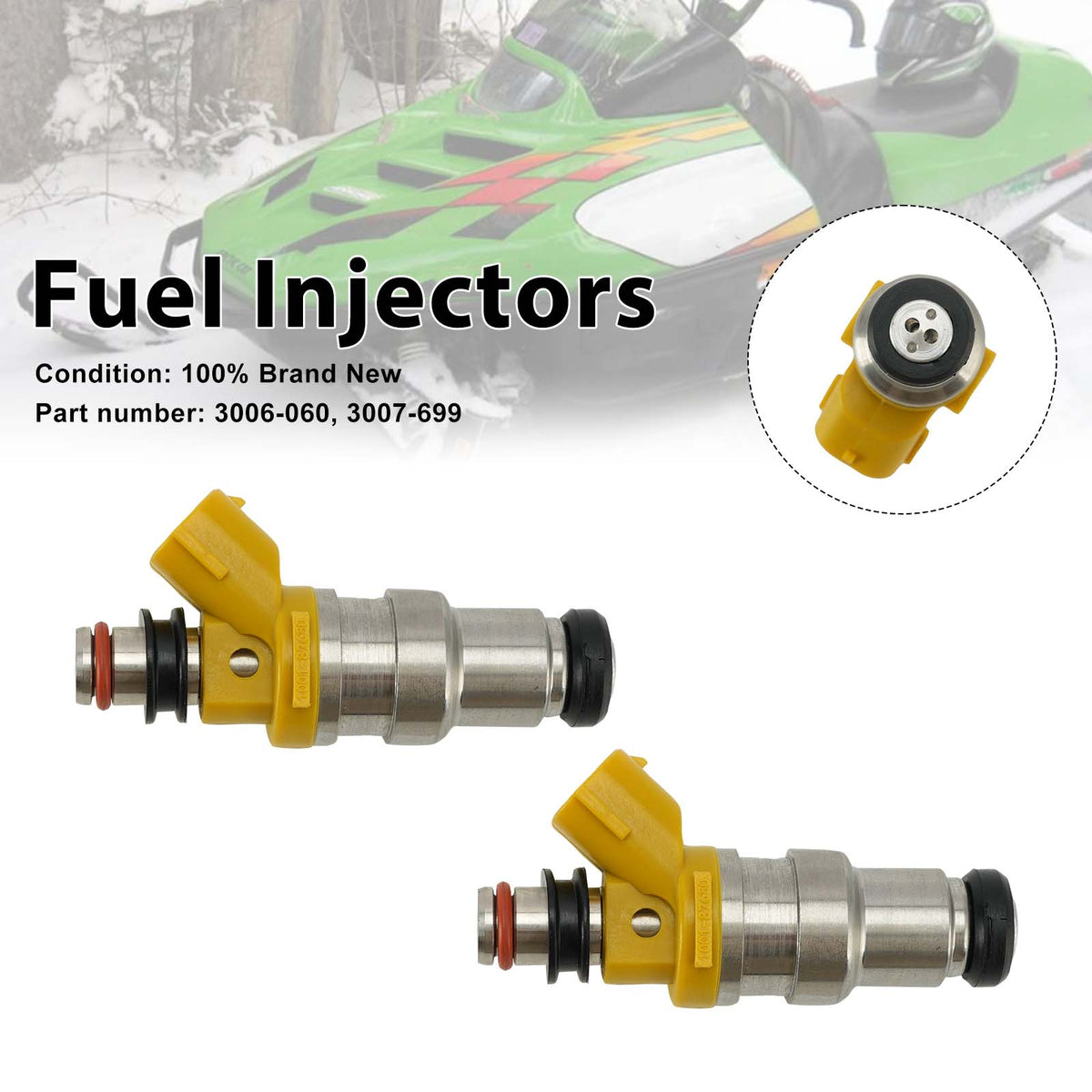 2007-2011 Arctic Cat Snowmobile F6 2PC Fuel Injectors 3006-060 3007-699 Generic