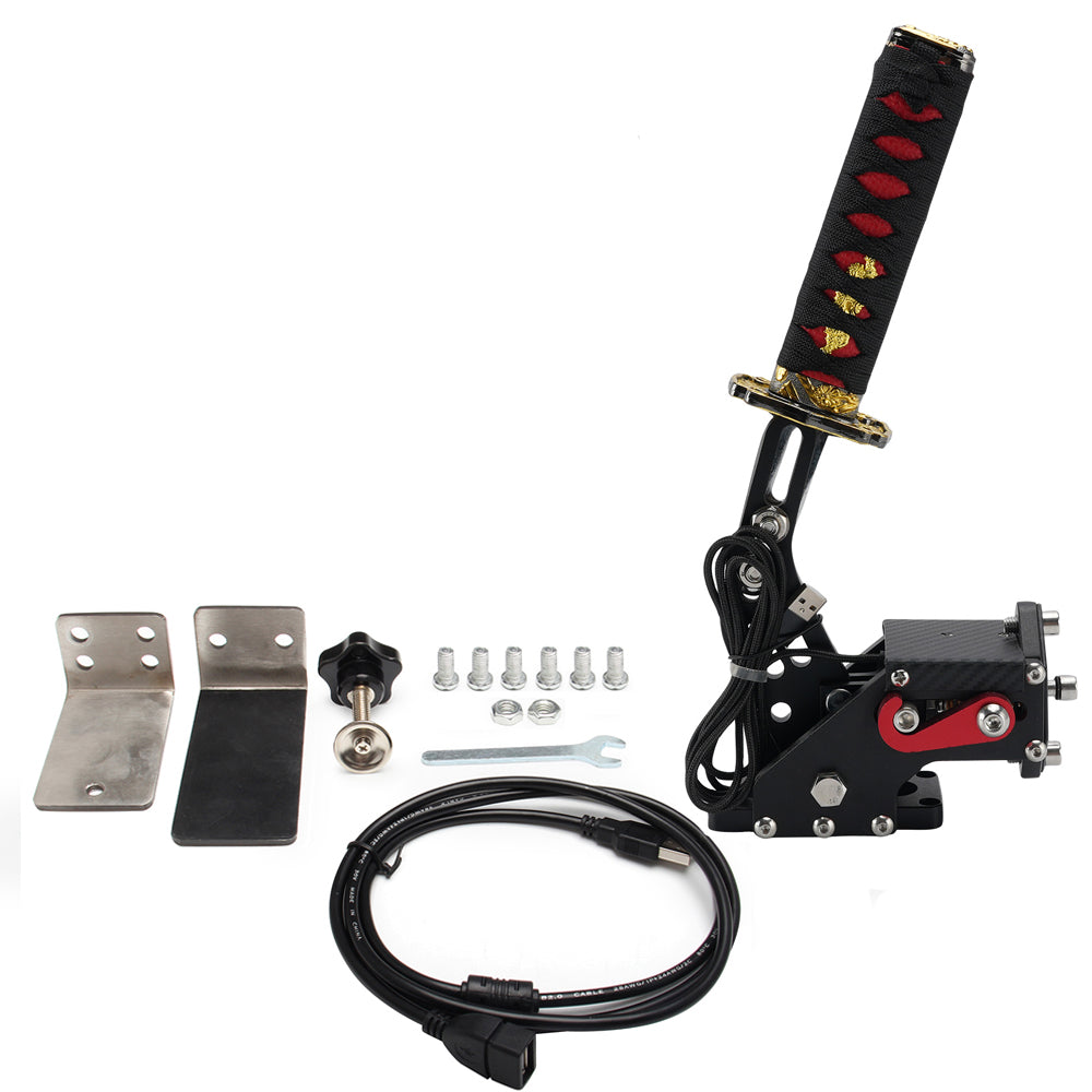 14Bit PC USB3.0 SIM Handbrake Sword Hilt for Racing Games Steering Wheel Stand