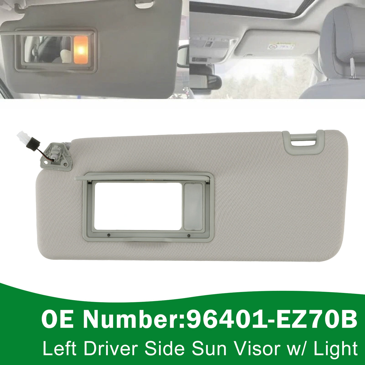 Left Driver Side Sun Visor w/ Light 96401-EZ70B For Nissan Titan 2004-2024