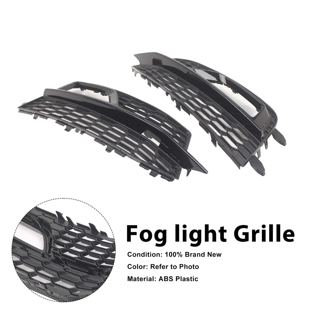 Black Front Fog Lamp Grill Fit Audi A5 S-Line Sport Edition Bumper 2013-2016