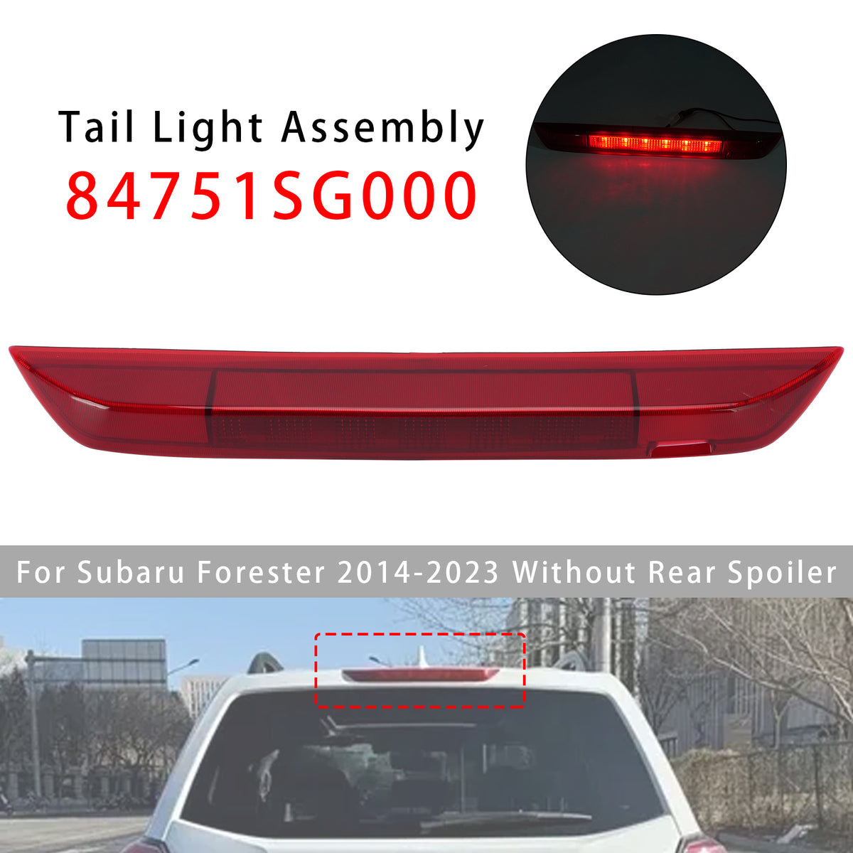 Rear Center 3rd Brake Stop Lamp Light For Subaru Forester 2014-2023 Red