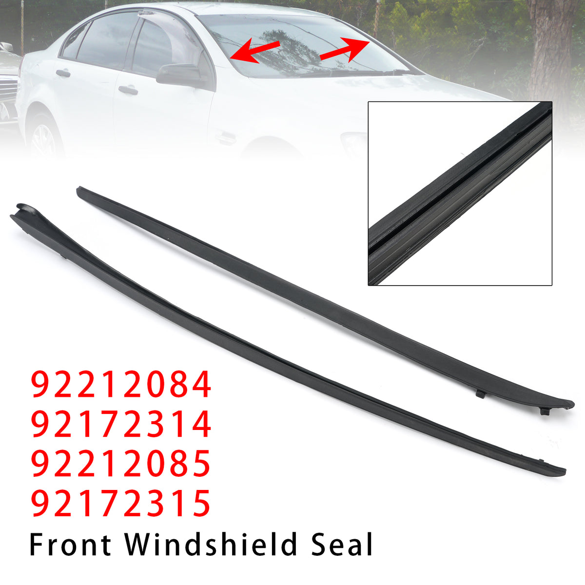 2007-2017 WM WN Statesman Caprice 2PCS Left+Right Front Windshield Rubber Molding Trim 92212084 92172314 Generic
