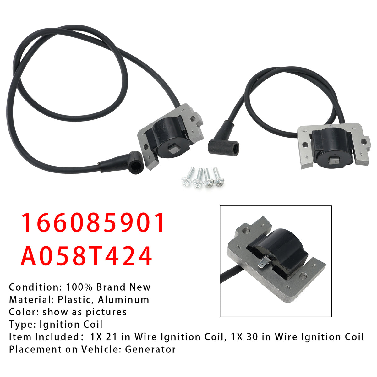 21" 166-0859-02 30" 166-0859-01 Ignition Coil Pack For Cummins Onan RV Generator