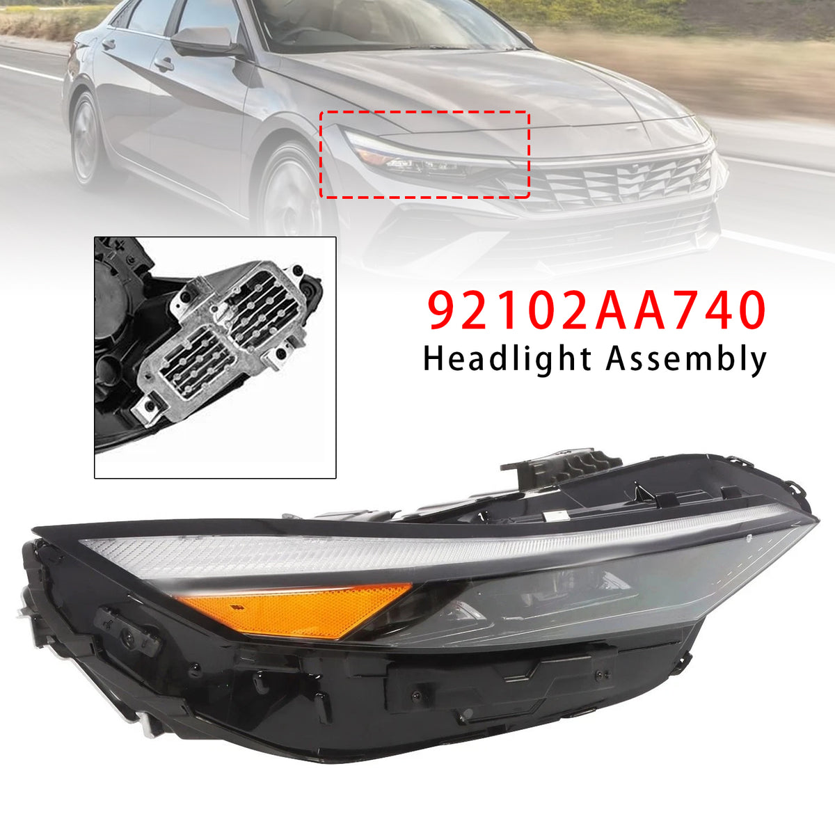 Right LED Headlight Assembly 92102AA740 For Hyundai Elantra 2024-2025