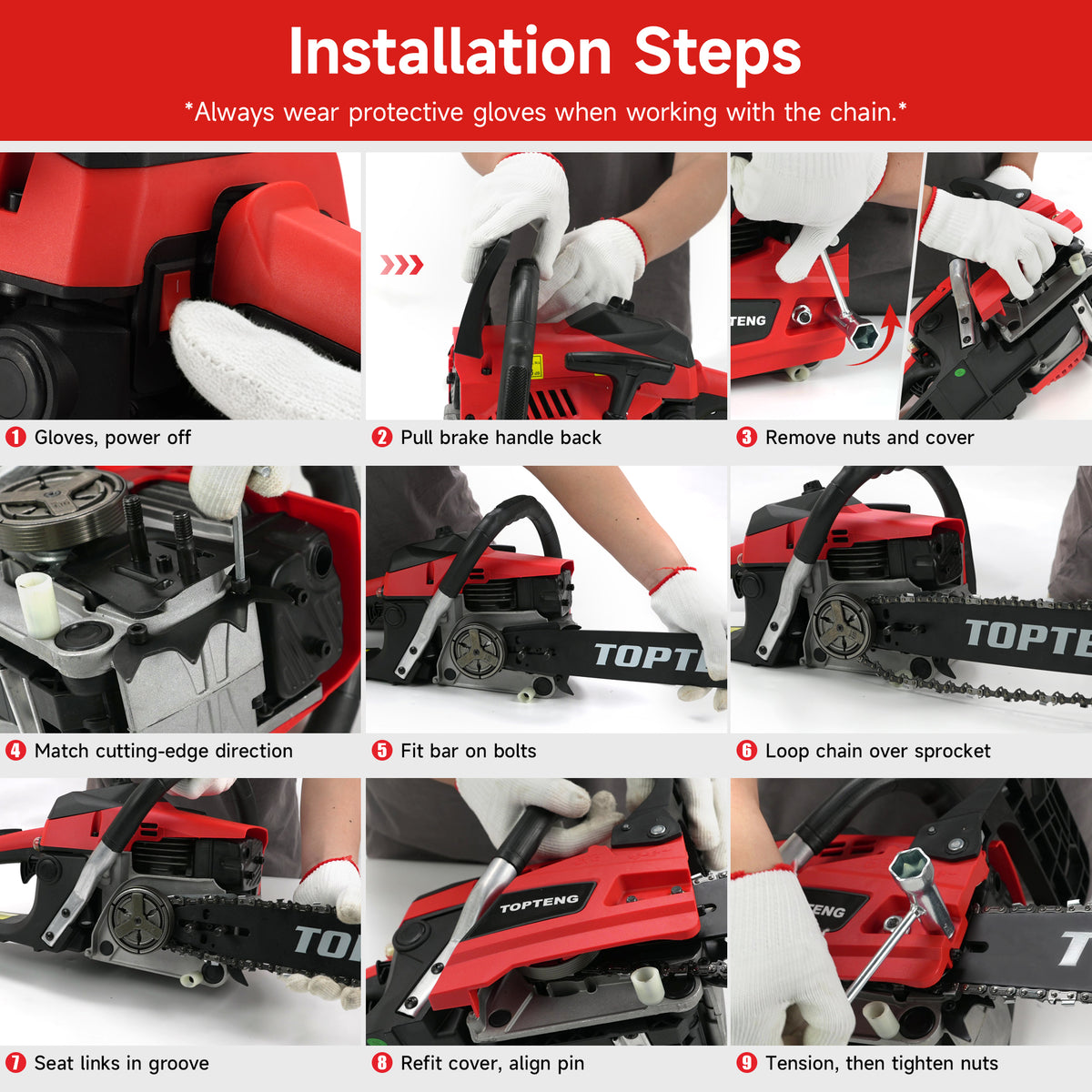 TopTeng 40cc Lightweight Gas Powered Chainsaw